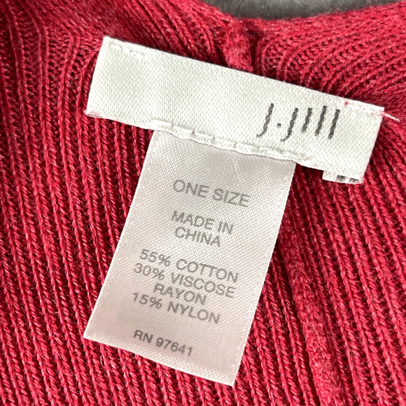 J Jill Cape Wrap Shawl Womens One Size Pink Cotton Blend Knit Colorful Casual - Picture 4 of 12